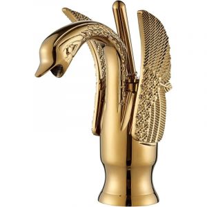 Robinet Oiseau D'or Salle de Bain Chaude Froide Réglable Mitigeur pour Lavabo