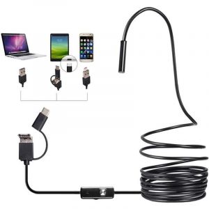 Endoscope 5.5mm 3 en 1 USB/Type-C 1200p Cam&eacute;ra d'inspection HD Endoscope &eacute;tanche pour t&eacute;l&eacute;phone, tablette, PC, ordinateur de bureau (taille : 1 m)
