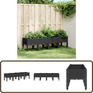 Jardinière avec pieds noir 160x40x42 cm pp - Jardinier Noire - Pot Plante Extérieur - Jardinière Décorative - Pot En Plastique - Jardinière Surélevée