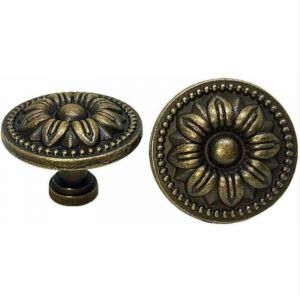 BEBUSINGOTO 10x Boutons de Tiroir de Porte de Placard Vintage 35mm Fleur Design Laiton Poignées de d'armoires de Cuisine, Pour Commode et Armoire