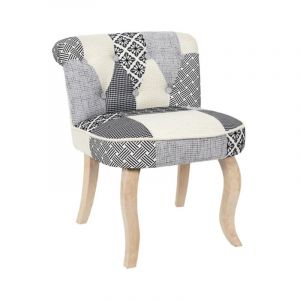 Paris Prix - Fauteuil Patchwork Design 'Eleonor' 68cm Gris