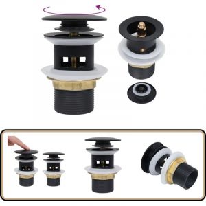 Vidaxl - Drain à poussoir avec débordement Noir 6,4x6,4x9,1 cm - Robinet Lavabo - Évacuation Lavabo - Siphon Lavabo - Robinetterie Salle De Bain