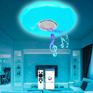 AIDUCHO Plafonnier Led Musique 36w 4000lm Plafonnier Led Couleur Plafonniers Led Avec Haut-Parleur Bluetooth, Télécommande Et Contrôle App, Ip54