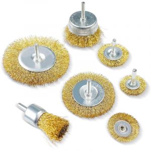 Lot de 7 Brosses M&eacute;talliques, Brosse Metallique pour Perceuse Queue de 6 mm, Meuleuse pour Visseuse Perceuse &agrave; Nettoyer Bois en M&eacute;tal pour