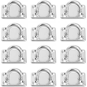 Sollbry - 12 Pièces Platine Oeil inox M5 Platine Ancrage inox 304 Crochet Oeillet Plaque a Oeillet Carré Crochets de Plafond Support Anneau Mural