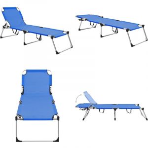 Vidaxl - Chaise longue pliable extra haute pour seniors Bleu Aluminium - Transat Senior - Chaise Longue Pliante - Fauteuil De Jardin - Mobilier