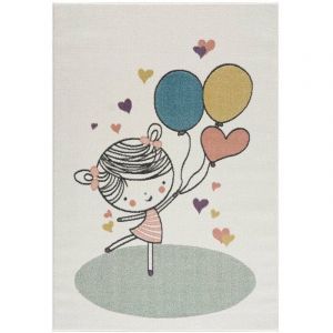 Imagine - Tapis pour chambre d'enfant Crème Motif Fille (160x230cm)