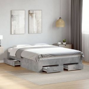Maison Chic - Cadre de lit avec tiroirs sans matelas-Structure de lit avec rangement gris b&eacute;ton 120x190 cm 510325