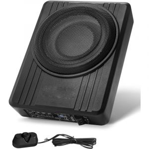 Mophorn - Caisson de basses de voiture mince 10' 300 w avec amplificateur int&eacute;gr&eacute;. Caisson de basses audio discret pour suv, voitures, camping-cars.