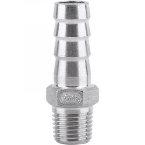 Raccord de tuyau m&acirc;le en acier inoxydable avec embout cannel&eacute; (1/4" x 12 mm)