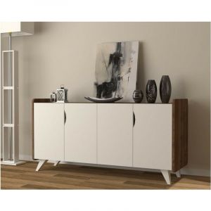 Buffet noon 140cm blanc et noyer