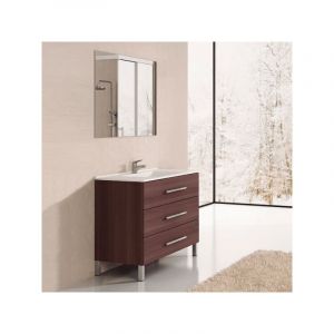 Meuble sous-vasque de salle de bain Ribera avec vasque et miroir. Livr&eacute; assembl&eacute; 70CM Fr&ecirc;ne Tea