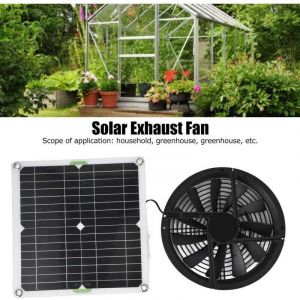 ZVD-Kit de ventilateur &agrave; panneau solaire, ventilateur d'extraction solaire portable &eacute;tanche 100 W 12 V avec protection m&eacute;tallique, pour poulailler,