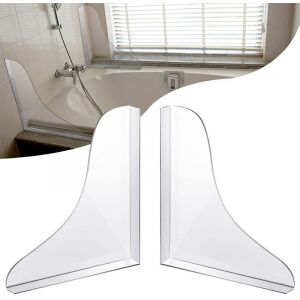 2 Pièces Pare Éclaboussures de Douche, Auto Adhésif Pare Éclaboussures d'angle de Baignoire Clair Pare Eau de Douche Empêchant l'eau d'Éclabousser