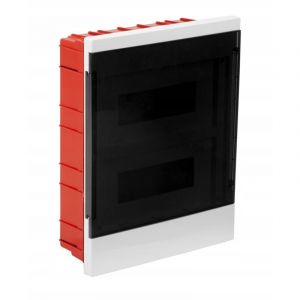 Coffret de distribution modulaire encastré COMFORT pour 2x12 ssy, façade en plexiglas transparent, droit