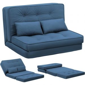 Comhoma - Canape Convertible 2 Places Petit Lit Sofa Dossier R&eacute;glable &agrave; 6 Niveaux, Adapt&eacute; au Salon, &agrave; la Chambre et au Camping, Bleu