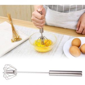 Fouet, Batteur &agrave; &oelig;ufs Manuel en Acier Inoxydable, Batteur Manuel Semi-Automatique Batteur Rotatif Battre et M&eacute;langer (Silber, 12in)