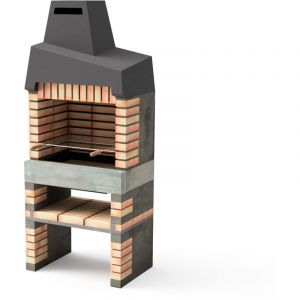 Maestro Ferretero - movelar - Barbecue préfabriqué à bois et charbon de bois en béton réfractaire modèle California Plus (Gris, Orange - 86,5 x 58 x