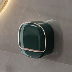 Cyslmuk - Vert Porte-savon mural pour salle de bain, Porte-savon de douche avec couvercle à charnière Porte-savon de douche imperméable, Porte-savon