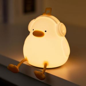 Veilleuse LED canard pour enfants, lampe de chevet canard lumineux en silicone souple et mignon, veilleuse &agrave; 3 niveaux d'intensit&eacute; pour la chambre de