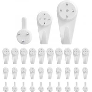 Crochet mural [30 pièces] Crochets muraux pour cadres photo Kit de suspension de tableaux Clous muraux pour accrocher des tableaux, des photos et des