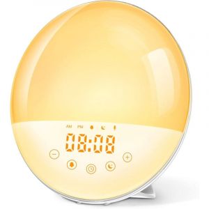 Eveil Lumière led Lampe de Chevet Fonction d'Enregistrement Réveil Lumière 30 Niveaux de Luminosité Simulateur d'Aube et Crépuscule Lampe Réveil avec