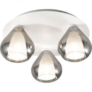 Fabas - Lila - Plafonnier rond d.40cm Luce - Applique avec 3 ampoules led E27 max 40W - Fum&eacute;
