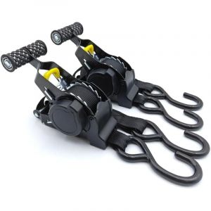 2 Pi&egrave;ces Sangle Arrimage Moto a Cliquet Automatique, Sangle Guidon Voiture Moto, Sangles &agrave; Cliquer, Protection Maximale pour Voiture, Camion, Moto