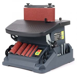 Wiltec - Ponceuse oscillante 2 en 1 Bande et Cylindre 500W inclinable 45° Course 16mm 5x Manchons 2000 tr/min Ponçage à bande Meulage Surface