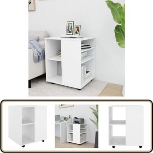 Vidaxl - Armoire &agrave; roulettes Blanc 60x53x72 cm Bois d'ing&eacute;nierie - Meuble De Rangement - Armoire Sur Roulette - Armoire Blanche - Meuble De Bureau