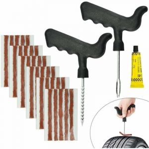 KZQ - 30 pcs Mèche Réparation Pneu en Caoutchouc Naturel Mèche Pneu Voiture 6MM10CM Kit Réparation Pneu Moto avec 2 Outils de Pose kit Réparation