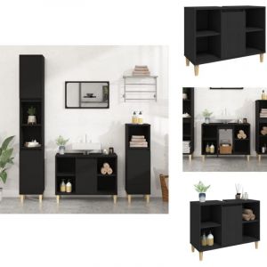 Vidaxl - Meuble d'&eacute;vier noir 80x33x60 cm bois d'ing&eacute;nierie - Armoire De Salle De Bain - Meuble Vasque - Meuble Lavabo - Rangement Salle De Bain