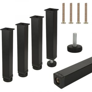 4pcs Pied de Lit, 20cm Pieds de Sommier, Pied de Lit &agrave; Visser Metal, Pieds Reglable pour Sommier, Lit, Canap&eacute;, Armoire (Noir)