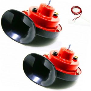 Klaxon de voiture électrique, klaxon à air comprimé 130 dB, kit de klaxon rouge étanche à tons aigus et graves avec support, klaxon de camion pour