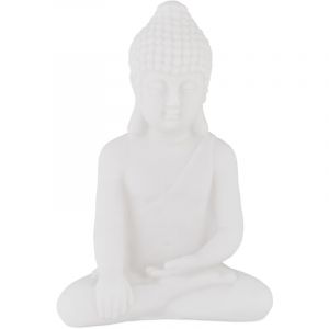 Statue bouddha assis, lot de 2, 17 cm de haut, résistante aux intempéries et au gel, pour salon & jardin, blanche