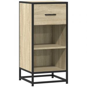 Buffet，Bahut，Meuble de Rangement ch&ecirc;ne sonoma 35,5x35x76 cm bois d'ing&eacute;nierie et m&eacute;tal CFW89943