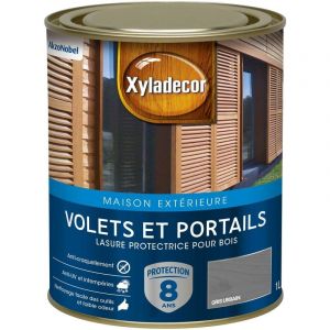 Xyladecor - Lasure protectrice pour bois extérieur - Volets et Portails - aspect satin gris urbain 1 l