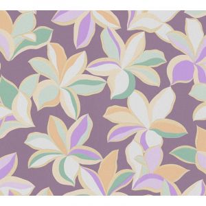 As Creation - Papier peint nature sur fond mauve Tapisserie florale orange, mauve et verte Papier peint style botanique idéal pour salon
