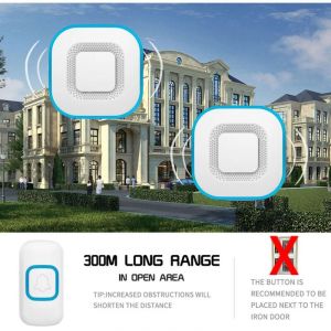 Sonnette sans fil, sonnette led intelligente pour la maison, 3 sonnette, 2 boutons,blanc - Aiducho