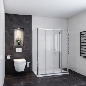 Ocean Sanitaire - Oc&eacute;an Cabine De Douche 150x100x100x190cm Cabine De Douche u Porte De Douche Coulissante Au Centre