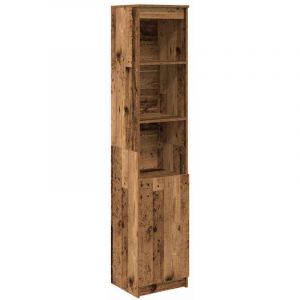 Buffet，Bahut，Meuble de Rangement haut 37,5x35x180 cm vieux bois bois d'ing&eacute;nierie CFW20149