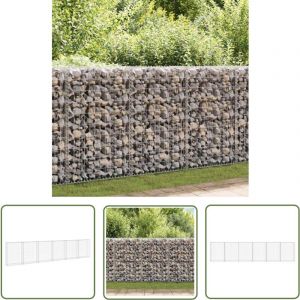 Jinlefu - The Living Store Mur en gabion avec couvercles Acier galvanisé 300x30x100 cm - Mur De Soutènement - Gabion - Clôture - Jardin - Décoration