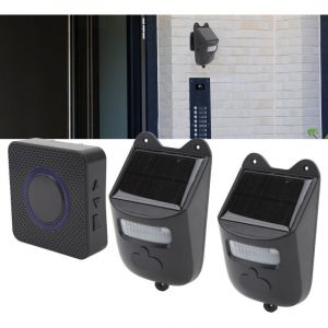Sonnette d'entr&eacute;e sans fil Sonnette d'entr&eacute;e &agrave; infrarouge aliment&eacute;e par &eacute;nergie solaire Alarme de d&eacute;tection de mouvement pour la maison avec 1