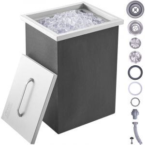 Vevor Bac a Glace Encastrable 25,3 l 355x305x461 mm Boite Isotherme pour Glace avec Couvercle en Inox Alimentaire Conservateur a Glacons pour