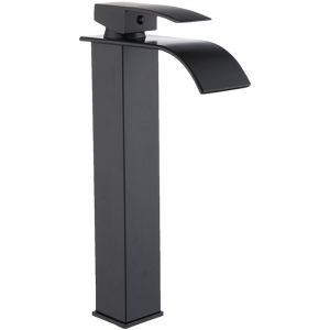 Robinet cascade Robinet d'évier de salle de bains Robinet d'eau de lavabo en laiton Robinet mitigeur à levier unique haut Robinet de lavabo à mélange
