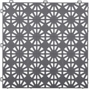 Dalle plastique grise anthracite clipsable 12 mm Dalle &agrave; motifs circulaires Dalle 30x30 cm pour usage intensif id&eacute;al ext&eacute;rieur - Black