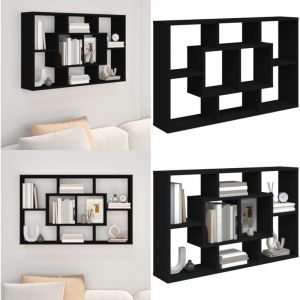 Vidaxl - tagère murale noir 85x16x52,5 cm bois d'ingénierie - Étagère Murale - Étagère Flottante - Rangement Mural - Meuble De Rangement