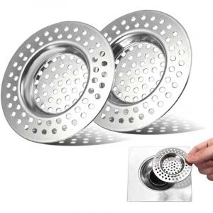 2 Pcs Filtre &eacute;vier Cuisine, Tamis lavabo en Inox, Filtre Cheveux Douche, Filtre de Vidange pour &eacute;vier, Grille Evier Cuisine, Accessoire Drain Lavabo