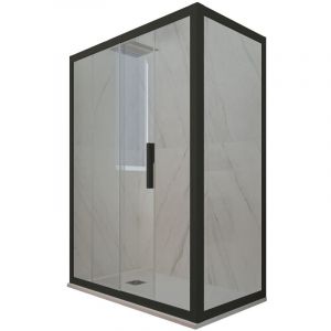 Forte - Cabine parois douche coulissante 90x120 Noir Matt Deco Duo