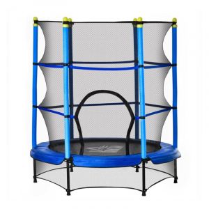 Trampoline Ø140cm - Jardin - Trampoline d'Extérieur - Charge maximale 45 kg - Enfant - Bleu